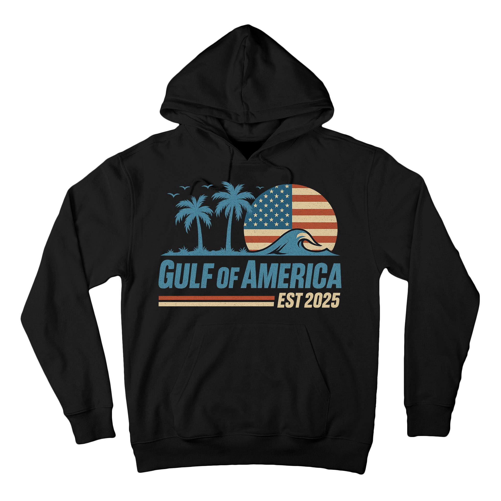 Gulf Of America Est 2025 Retro Vintage Beach Wave Tall Hoodie