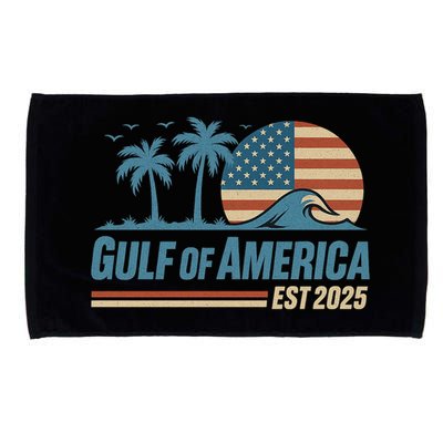 Gulf Of America Est 2025 Retro Vintage Beach Wave Microfiber Hand Towel