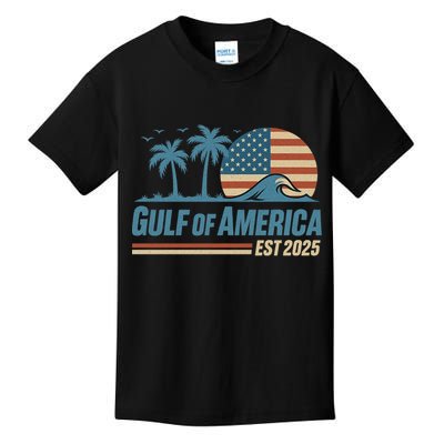 Gulf Of America Est 2025 Retro Vintage Beach Wave Kids T-Shirt
