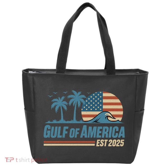 Gulf Of America Est 2025 Retro Vintage Beach Wave Zip Tote Bag