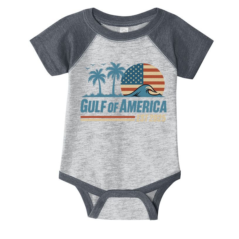 Gulf Of America Est 2025 Retro Vintage Beach Wave Infant Baby Jersey Bodysuit