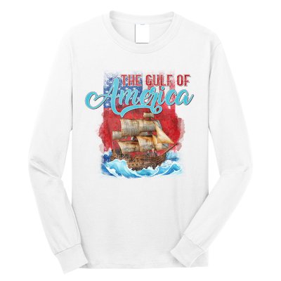 Gulf Of America Vintage Pirate American Trump Flag Long Sleeve Shirt
