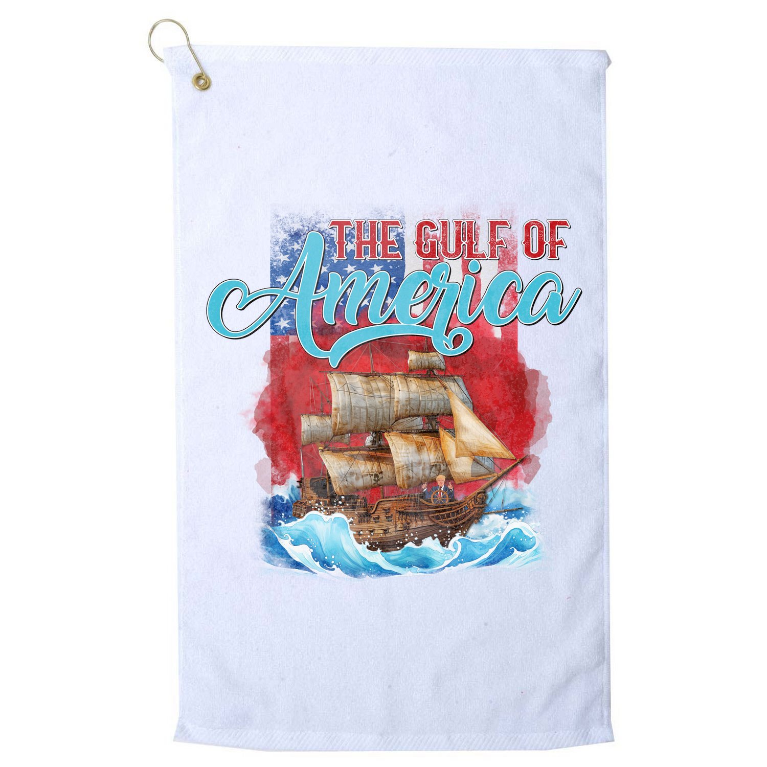 Gulf Of America Vintage Pirate American Trump Flag Golf Towel