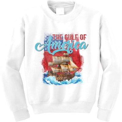 Gulf Of America Vintage Pirate American Trump Flag Kids Sweatshirt