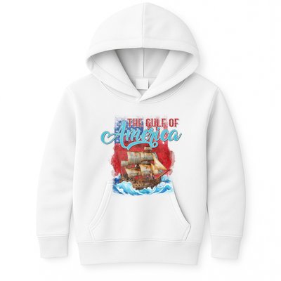 Gulf Of America Vintage Pirate American Trump Flag Kids Hoodie