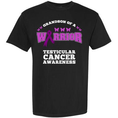 Grandson Of A Warrior Testicular Cancer Awareness Funny Gift Garment-Dyed Heavyweight T-Shirt