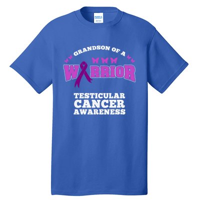 Grandson Of A Warrior Testicular Cancer Awareness Funny Gift Tall T-Shirt