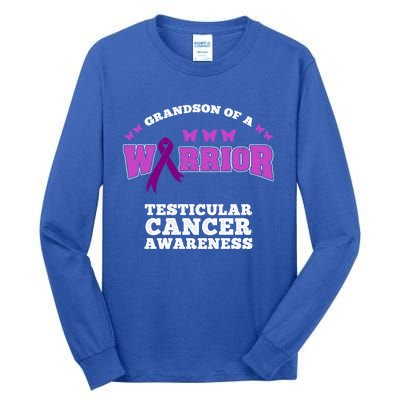 Grandson Of A Warrior Testicular Cancer Awareness Funny Gift Tall Long Sleeve T-Shirt