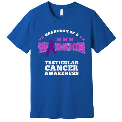 Grandson Of A Warrior Testicular Cancer Awareness Funny Gift Premium T-Shirt