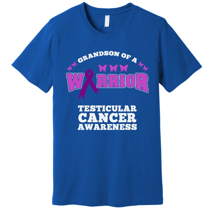 Grandson Of A Warrior Testicular Cancer Awareness Funny Gift Premium T-Shirt