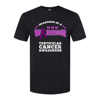 Grandson Of A Warrior Testicular Cancer Awareness Funny Gift Softstyle CVC T-Shirt