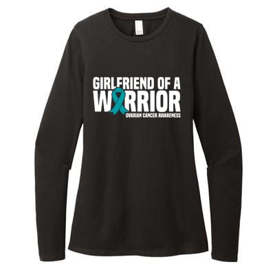 Girlfriend Of A Warrior Teal Ribbon Ovarian Cancer Awareness Gift Womens CVC Long Sleeve Shirt