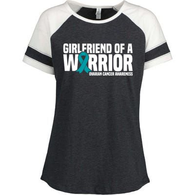 Girlfriend Of A Warrior Teal Ribbon Ovarian Cancer Awareness Gift Enza Ladies Jersey Colorblock Tee