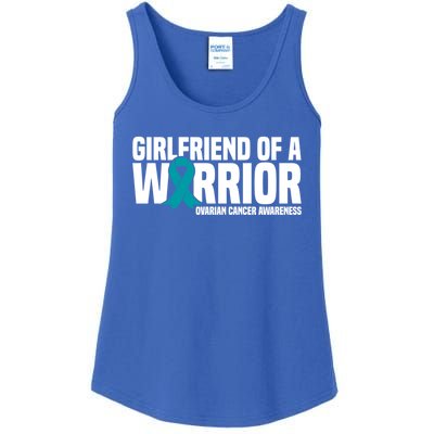 Girlfriend Of A Warrior Teal Ribbon Ovarian Cancer Awareness Gift Ladies Essential Tank