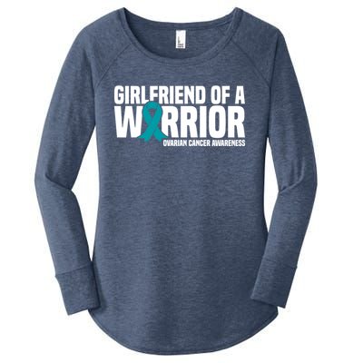 Girlfriend Of A Warrior Teal Ribbon Ovarian Cancer Awareness Gift Women's Perfect Tri Tunic Long Sleeve Shirt