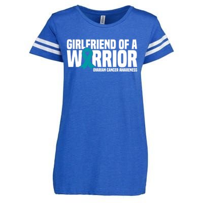 Girlfriend Of A Warrior Teal Ribbon Ovarian Cancer Awareness Gift Enza Ladies Jersey Football T-Shirt