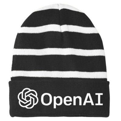 Geeky Openai Artificial Intelligence Computer Programmer Striped Beanie with Solid Band