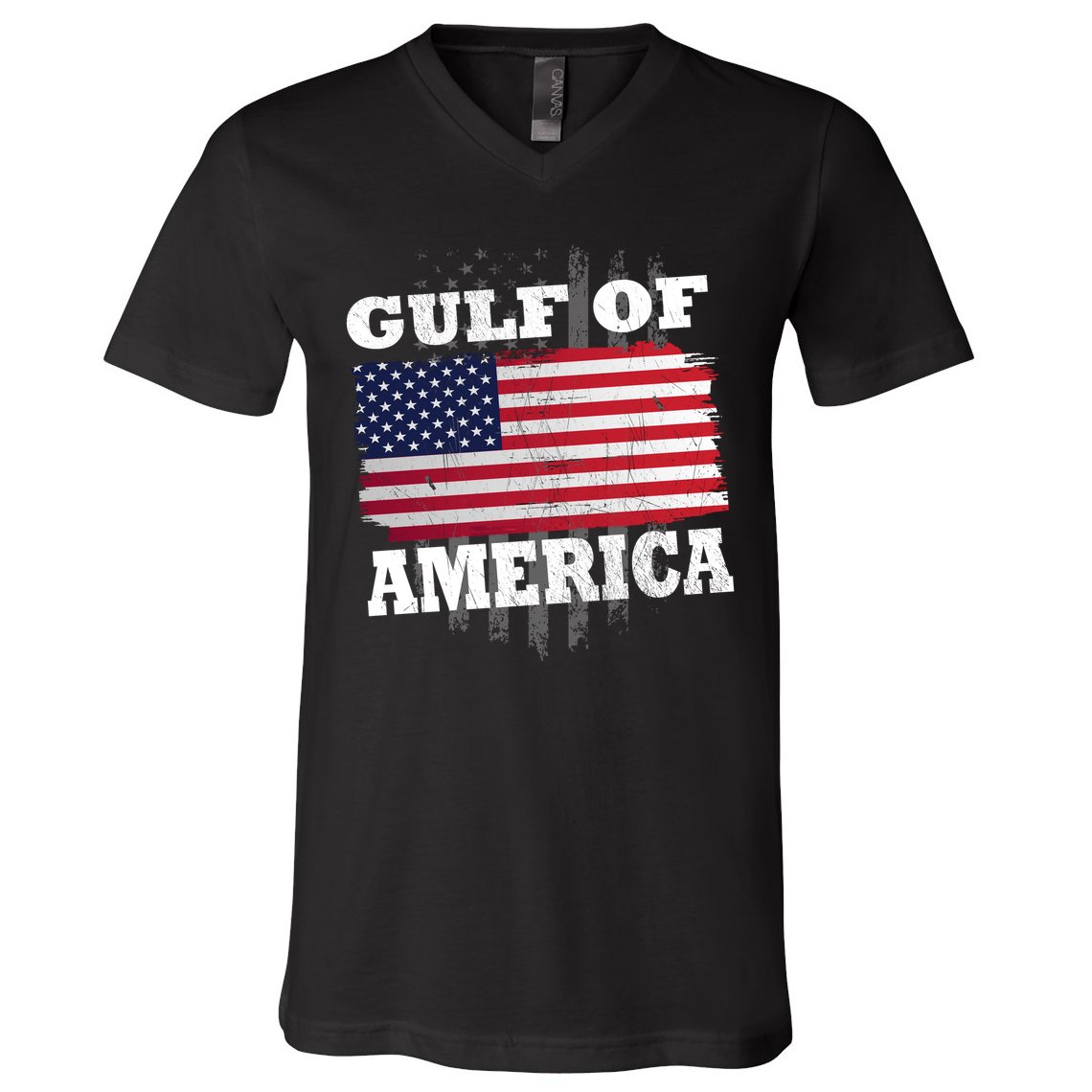 Gulf Of America Vintage American Flag V-Neck T-Shirt