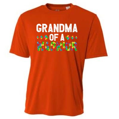 Grandma Of A Warrior Proud Grandma Autism Gift Cooling Performance Crew T-Shirt