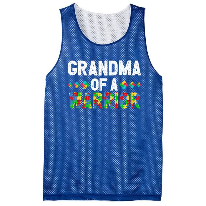 Grandma Of A Warrior Proud Grandma Autism Gift Mesh Reversible Basketball Jersey Tank