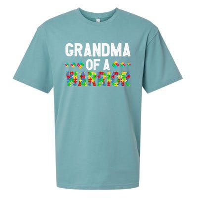 Grandma Of A Warrior Proud Grandma Autism Gift Sueded Cloud Jersey T-Shirt