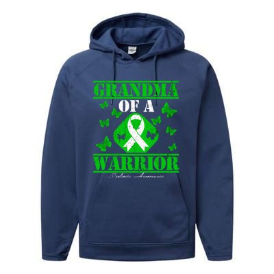 Grandma Of A Scoliosis Warrior Vintage Scoliosis Awareness Gift Performance Fleece Hoodie