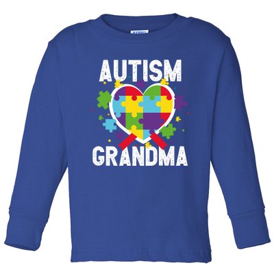 Grandma Of A Warrior Proud Grandma Autism Cute Gift Toddler Long Sleeve Shirt