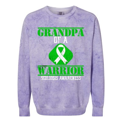 Grandpa Of A Scoliosis Warrior Vintage Scoliosis Awareness Gift Colorblast Crewneck Sweatshirt