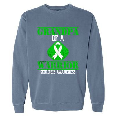 Grandpa Of A Scoliosis Warrior Vintage Scoliosis Awareness Gift Garment-Dyed Sweatshirt