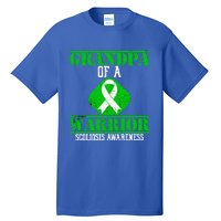 Grandpa Of A Scoliosis Warrior Vintage Scoliosis Awareness Gift Tall T-Shirt