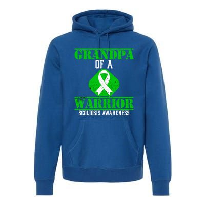 Grandpa Of A Scoliosis Warrior Vintage Scoliosis Awareness Gift Premium Hoodie