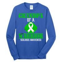 Grandpa Of A Scoliosis Warrior Vintage Scoliosis Awareness Gift Tall Long Sleeve T-Shirt