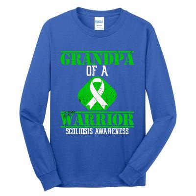 Grandpa Of A Scoliosis Warrior Vintage Scoliosis Awareness Gift Tall Long Sleeve T-Shirt