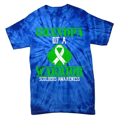 Grandpa Of A Scoliosis Warrior Vintage Scoliosis Awareness Gift Tie-Dye T-Shirt