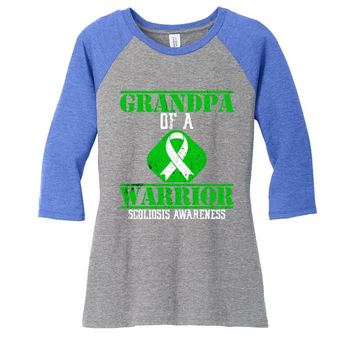 Grandpa Of A Scoliosis Warrior Vintage Scoliosis Awareness Gift Women's Tri-Blend 3/4-Sleeve Raglan Shirt