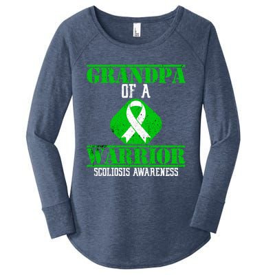 Grandpa Of A Scoliosis Warrior Vintage Scoliosis Awareness Gift Women's Perfect Tri Tunic Long Sleeve Shirt