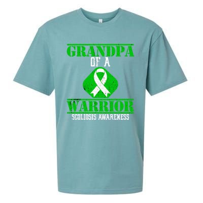 Grandpa Of A Scoliosis Warrior Vintage Scoliosis Awareness Gift Sueded Cloud Jersey T-Shirt