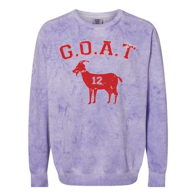 Goat 12 New England Football Fan Colorblast Crewneck Sweatshirt