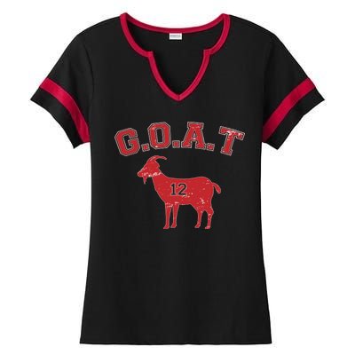 Goat 12 New England Football Fan Ladies Halftime Notch Neck Tee