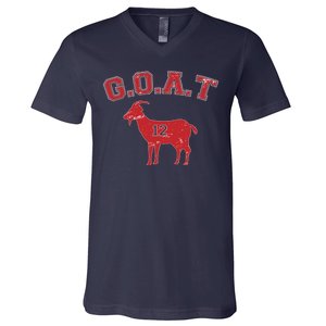 Goat 12 New England Football Fan V-Neck T-Shirt