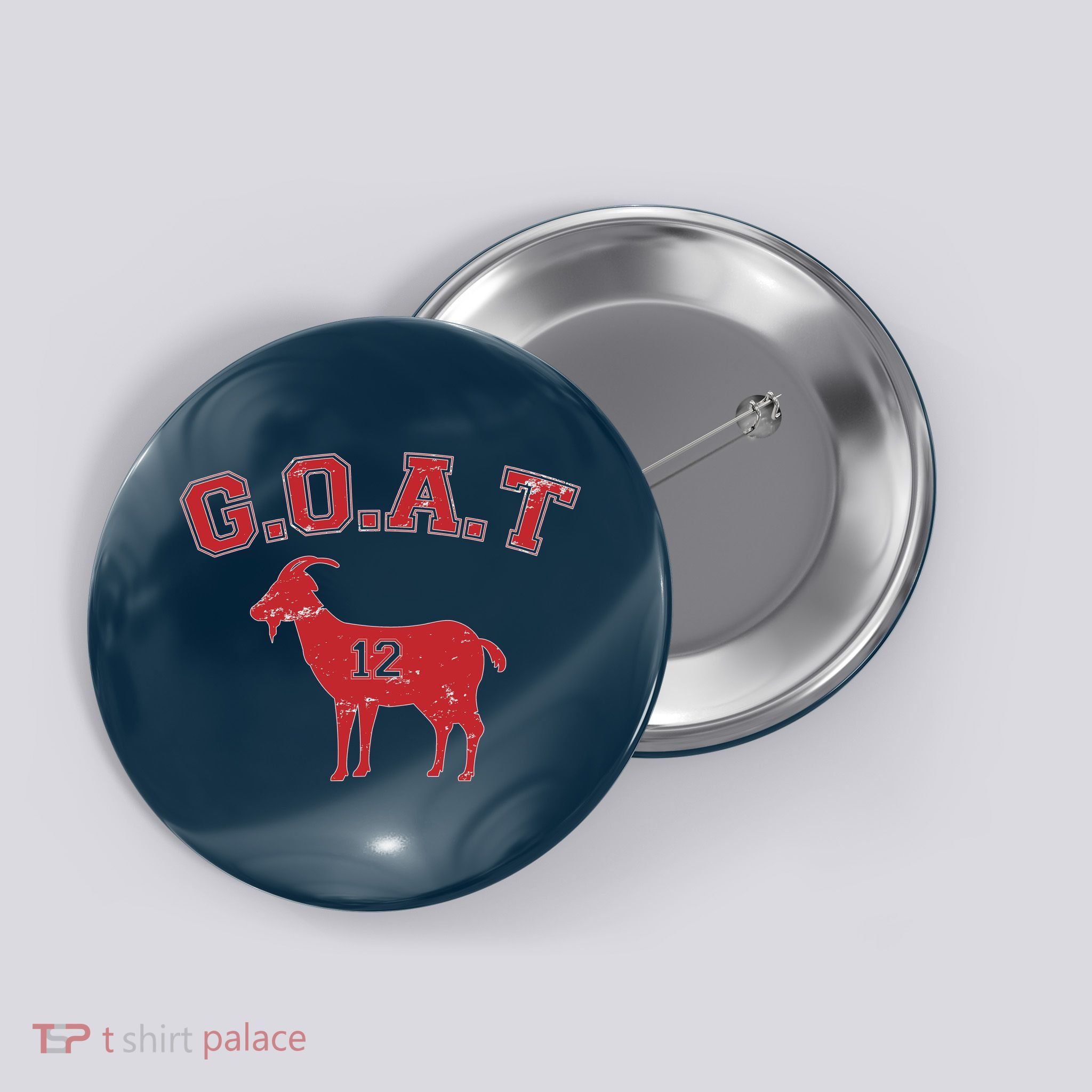 Goat 12 New England Football Fan Button