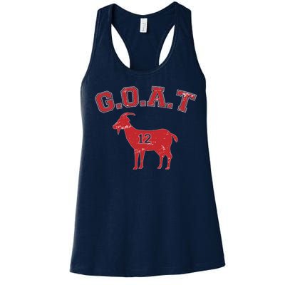 Goat 12 New England Football Fan Women's Racerback Tank