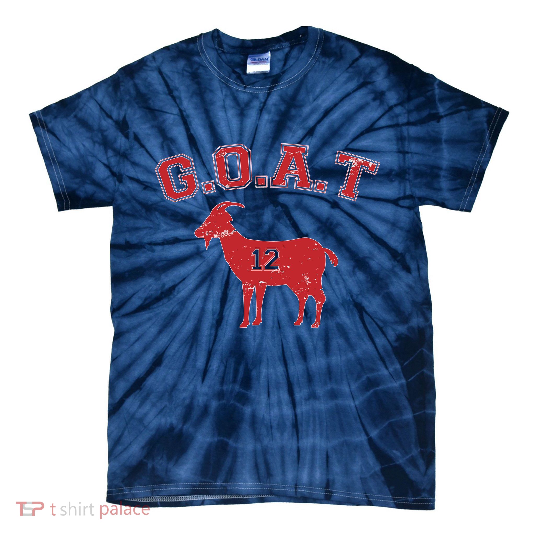 Goat 12 New England Football Fan Tie-Dye T-Shirt