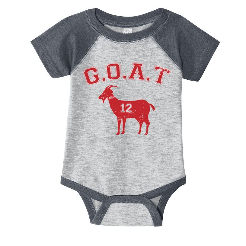 Goat 12 New England Football Fan Infant Baby Jersey Bodysuit