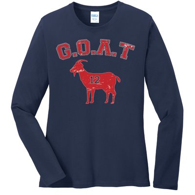 Goat 12 New England Football Fan Ladies Long Sleeve Shirt