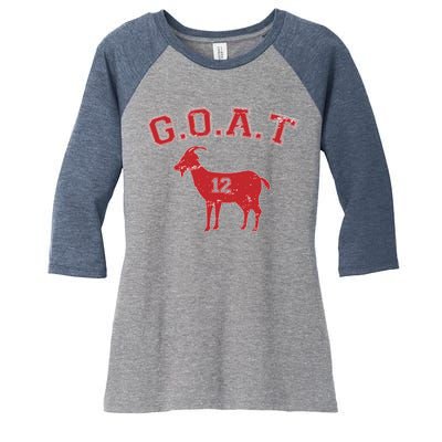 Goat 12 New England Football Fan Women's Tri-Blend 3/4-Sleeve Raglan Shirt