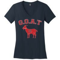 Goat 12 New England Football Fan Women's V-Neck T-Shirt