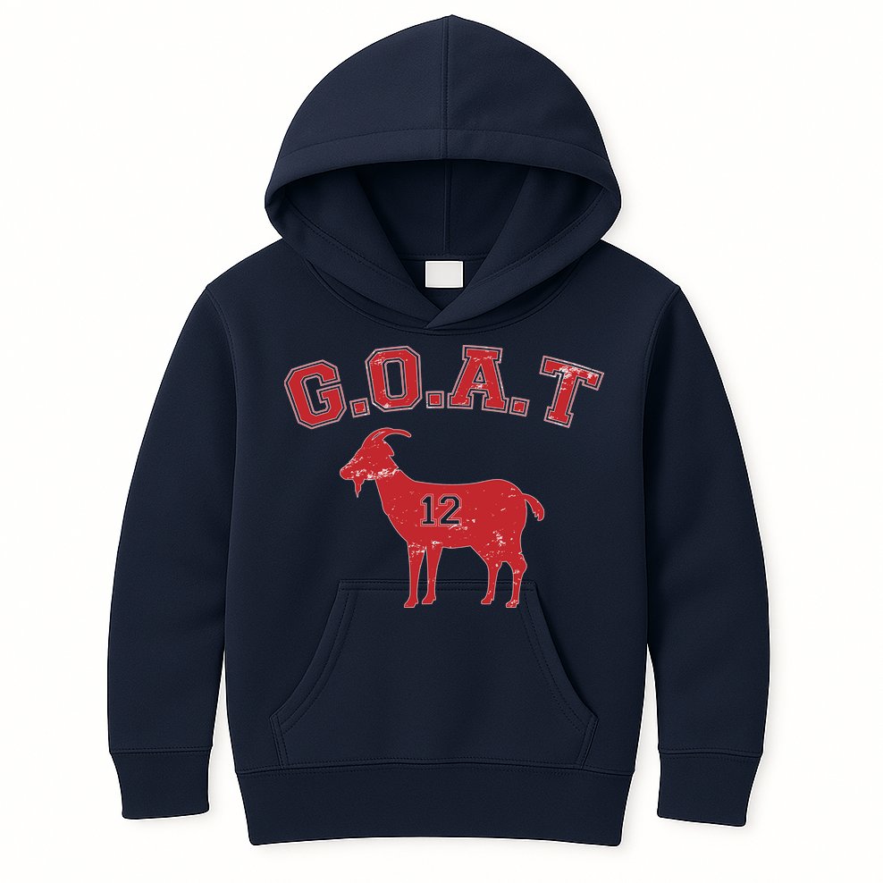 Goat 12 New England Football Fan Kids Hoodie