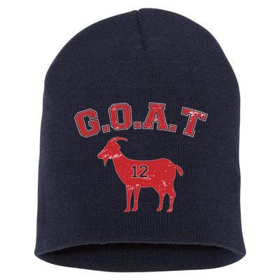 Goat 12 New England Football Fan Short Acrylic Beanie