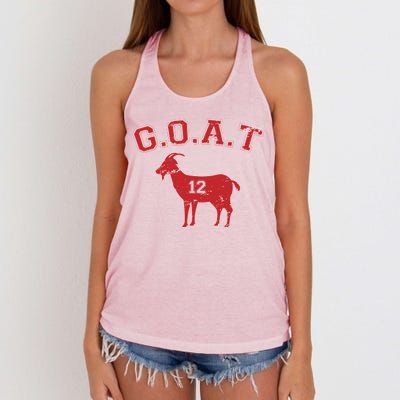 Goat 12 New England Football Fan Women's Knotted Racerback Tank